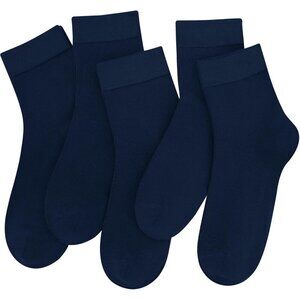 Women 5 Pairs Navy Blue Crew Thin Ankle Height Anti Odor Soft Ankle Socks